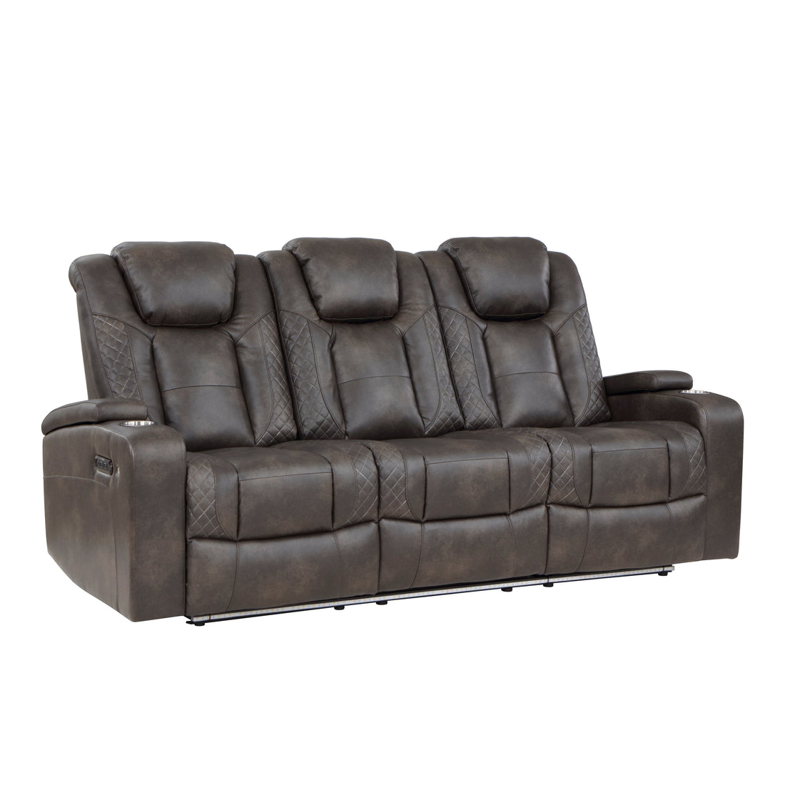 Tabor Dark Brown Power Double Reclining Sofa - 9211BRG-3PWH - Bien Home Furniture &amp; Electronics