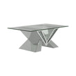 Taffeta Silver V-Shaped Coffee Table with Glass Top - 723448 - Bien Home Furniture & Electronics