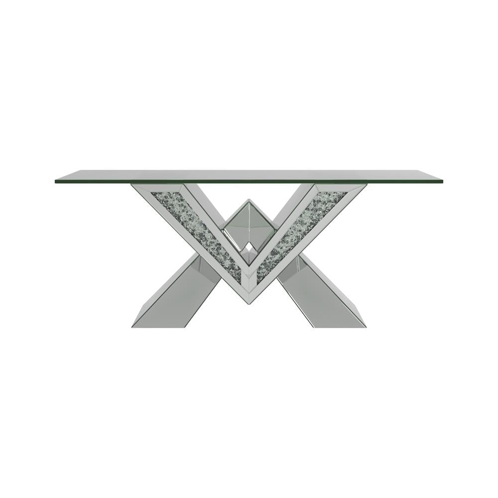 Taffeta Silver V-Shaped Coffee Table with Glass Top - 723448 - Bien Home Furniture & Electronics