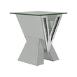 Taffeta V-Shaped End Table with Glass Top Silver - 723447 - Bien Home Furniture & Electronics