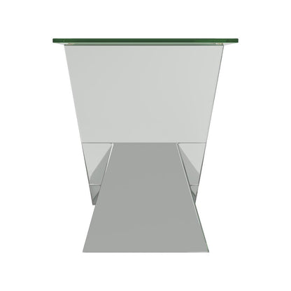 Taffeta V-Shaped End Table with Glass Top Silver - 723447 - Bien Home Furniture &amp; Electronics