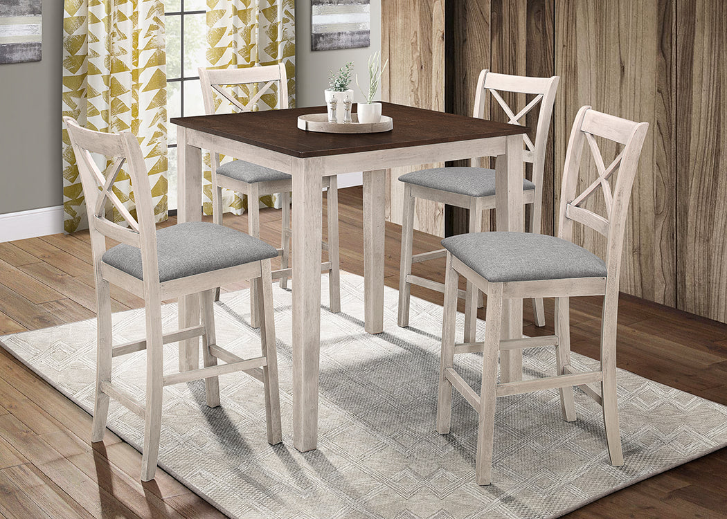 Tahoe Antique White 5-Piece Counter Height Set - Tahoe Antique White - Bien Home Furniture & Electronics