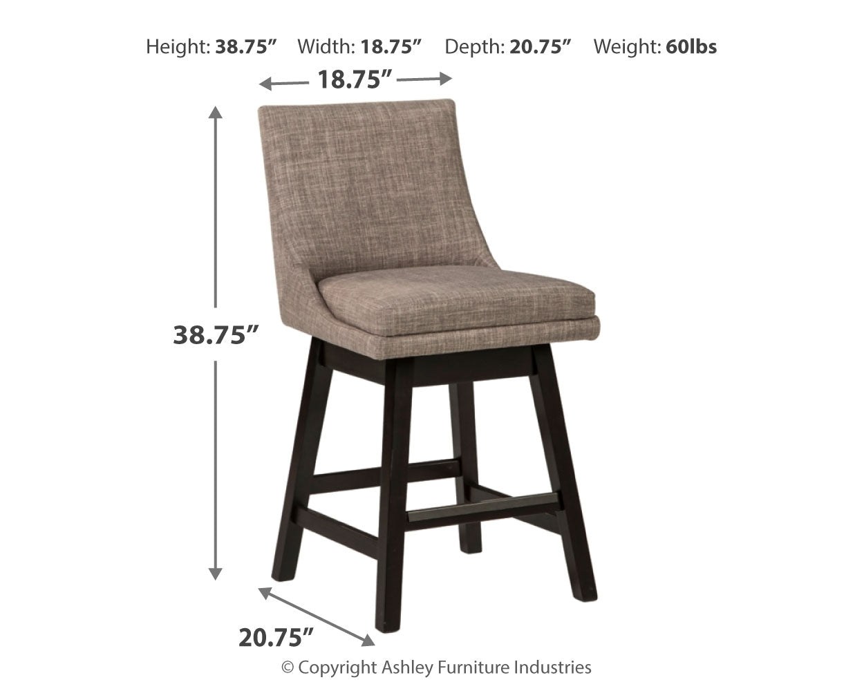 Tallenger Light Gray Counter Height Barstool, Set of 2 - D380-424 - Bien Home Furniture & Electronics