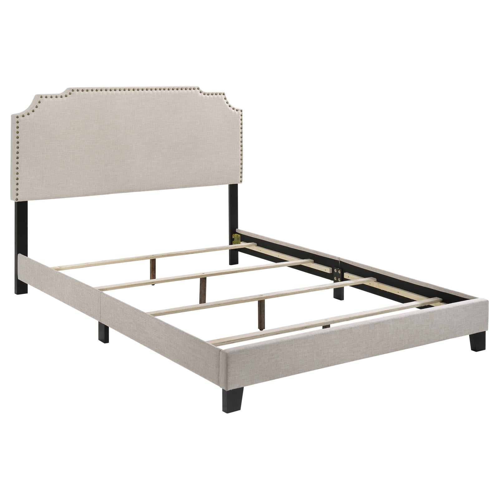 Tamarac Upholstered Nailhead Eastern King Bed Beige - 310061KE - Bien Home Furniture & Electronics
