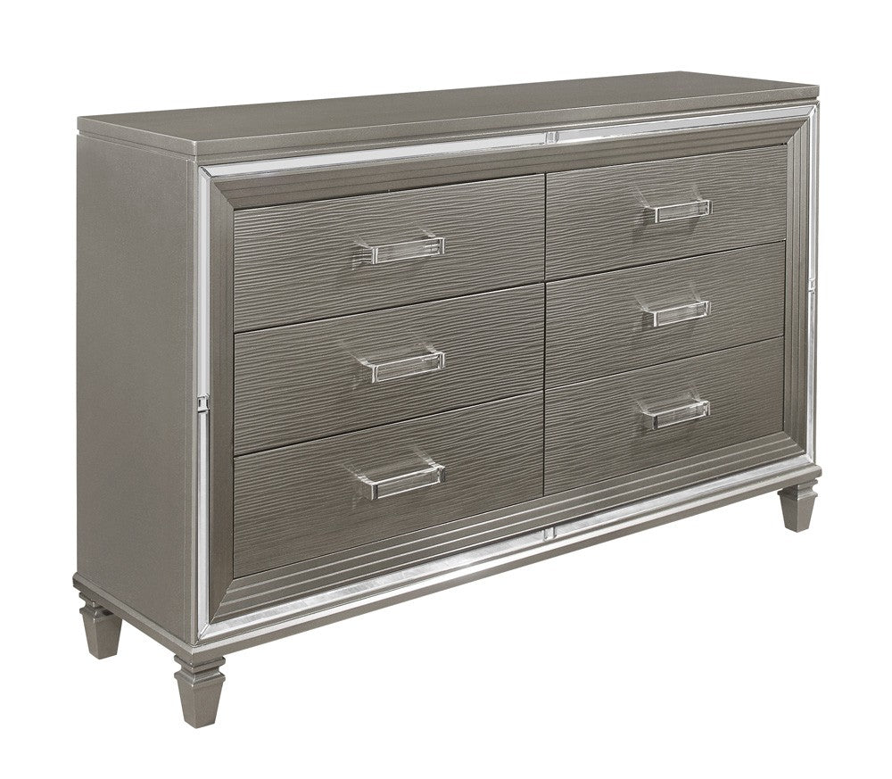 Tamsin Silver/Gray Metallic LED Upholstered Storage Platform Bedroom Set - SET | 1616K-1 | 1616K-2 | 1616-3 | 1616-5 | 1616-6 | 1616-4 | 1616-9 - Bien Home Furniture & Electronics