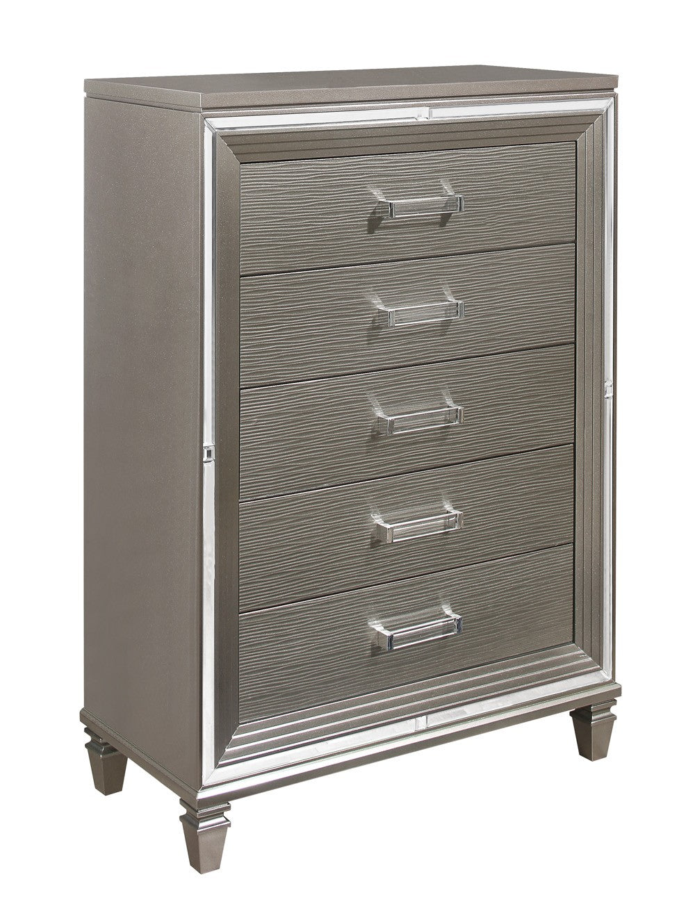 Tamsin Silver/Gray Metallic LED Upholstered Storage Platform Bedroom Set - SET | 1616K-1 | 1616K-2 | 1616-3 | 1616-5 | 1616-6 | 1616-4 | 1616-9 - Bien Home Furniture & Electronics