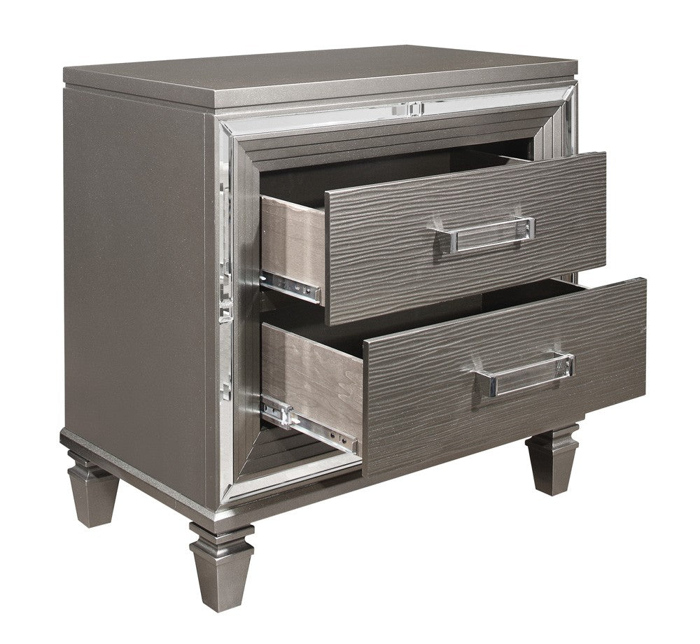 Tamsin Silver/Gray Metallic Nightstand - 1616-4 - Bien Home Furniture & Electronics