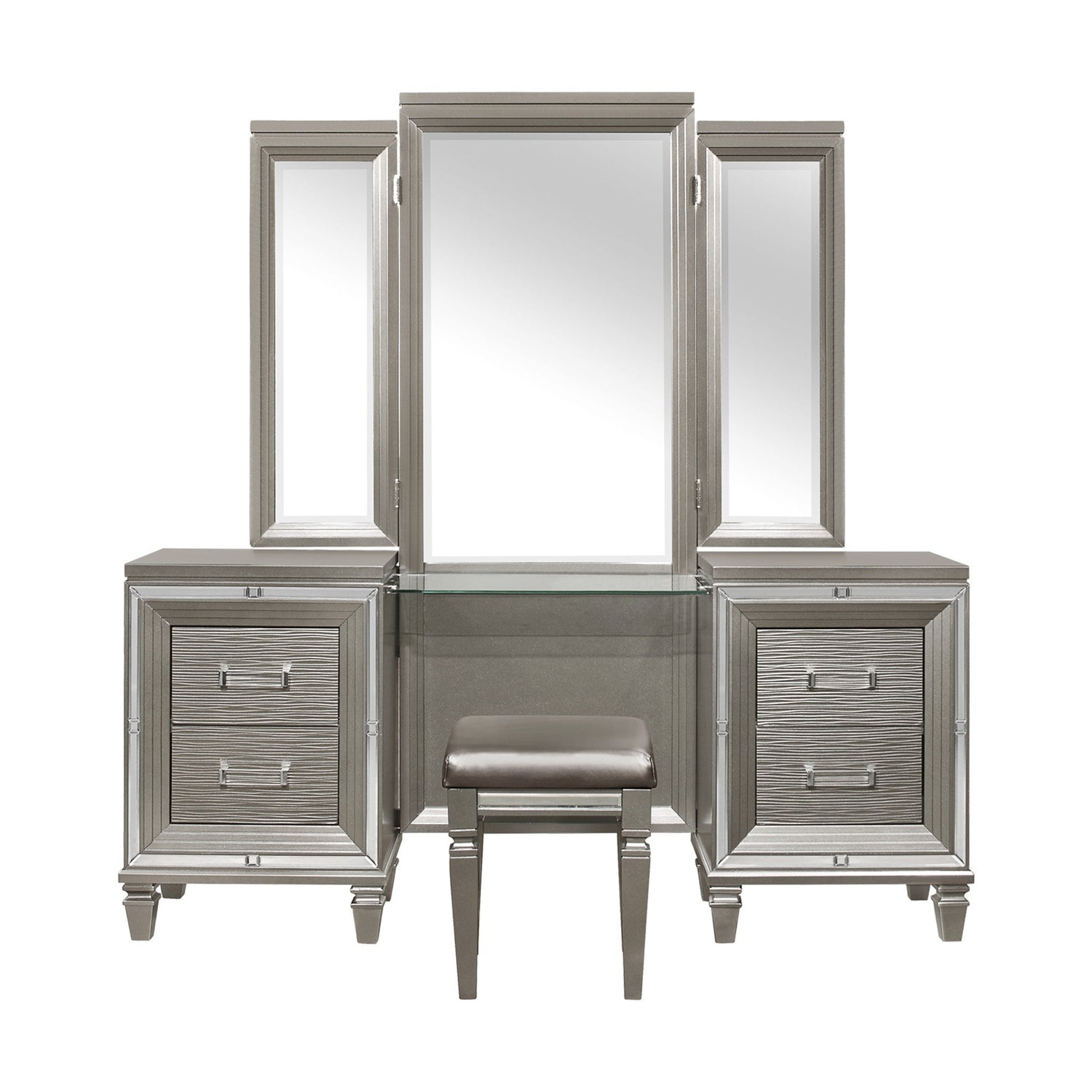 Tamsin Silver/Gray Metallic Vanity Set - SET | 1616-15L | 1616-15R | 1616-15M - Bien Home Furniture &amp; Electronics