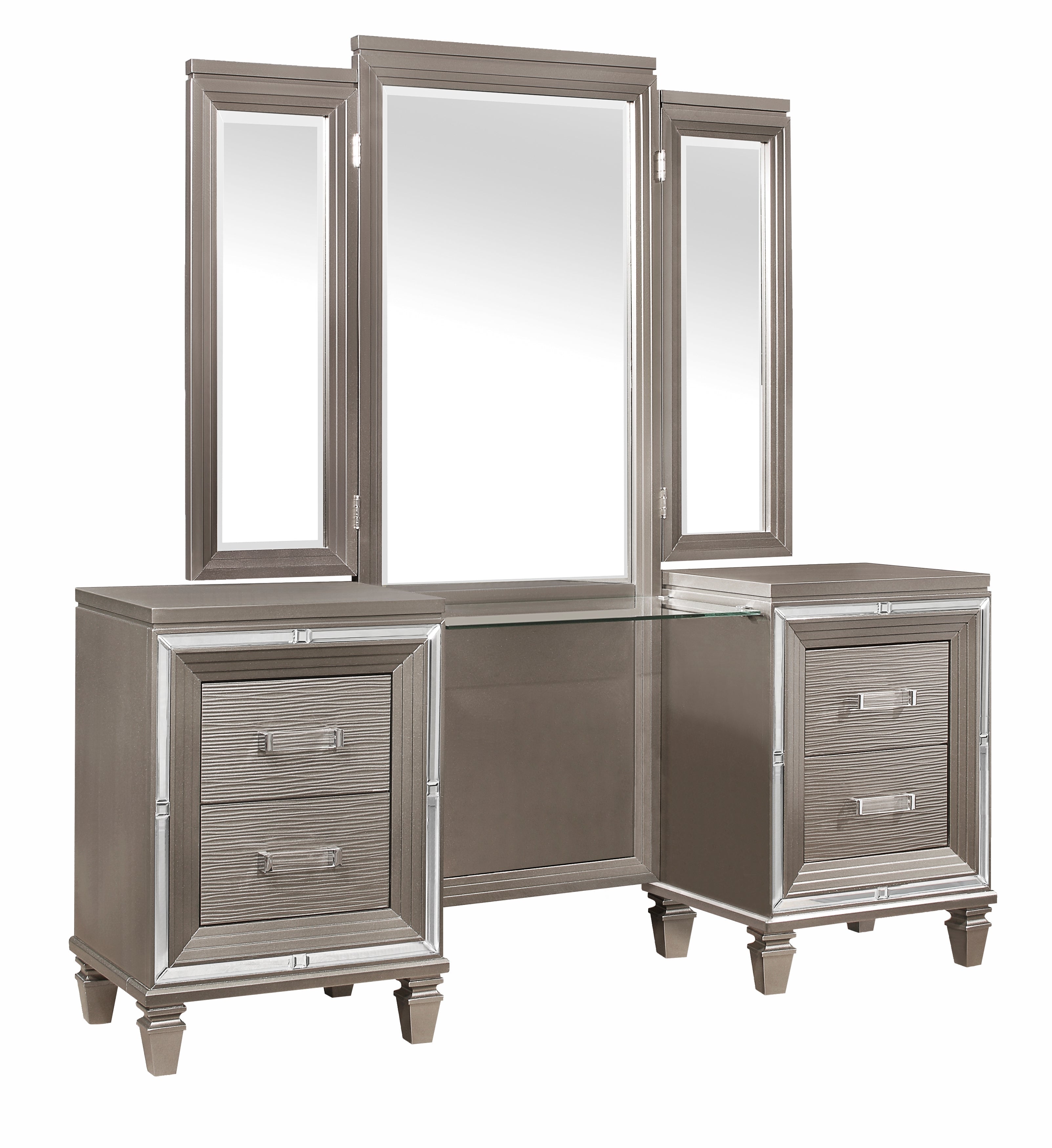 Tamsin Silver/Gray Metallic Vanity Set - SET | 1616-15L | 1616-15R | 1616-15M - Bien Home Furniture & Electronics