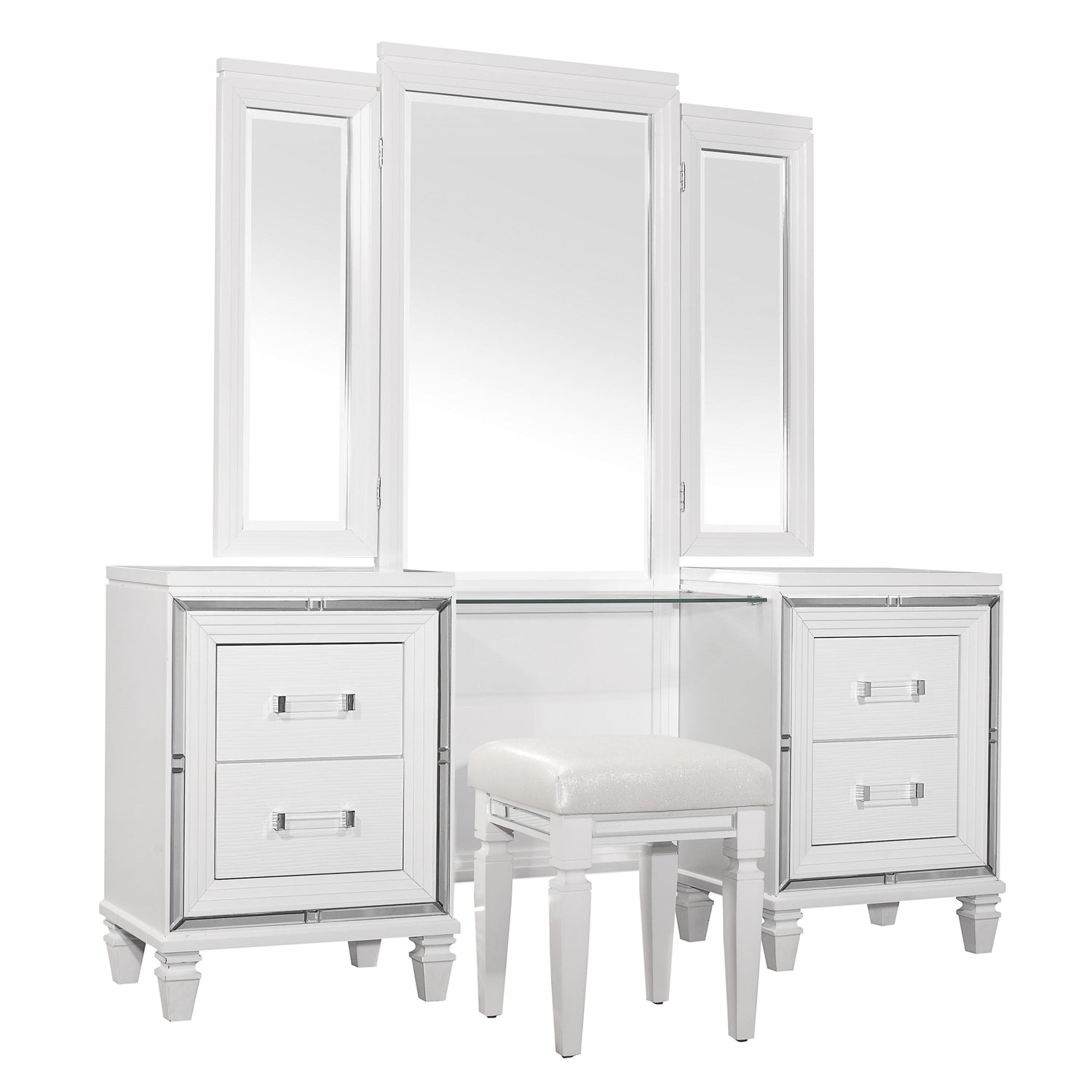 Tamsin White Vanity Set - SET | 1616W-15L | 1616W-15R | 1616W-15M - Bien Home Furniture & Electronics