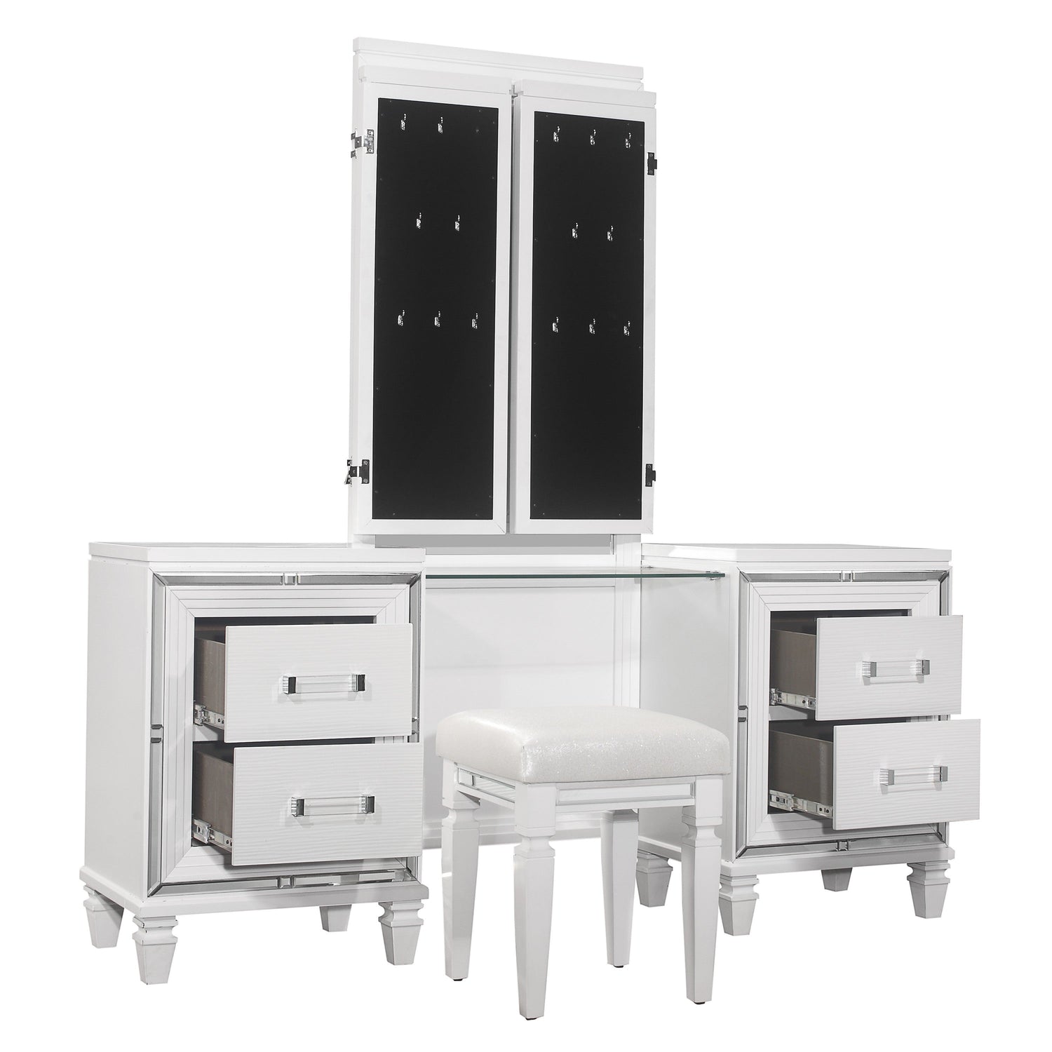 Tamsin White Vanity Set - SET | 1616W-15L | 1616W-15R | 1616W-15M - Bien Home Furniture & Electronics