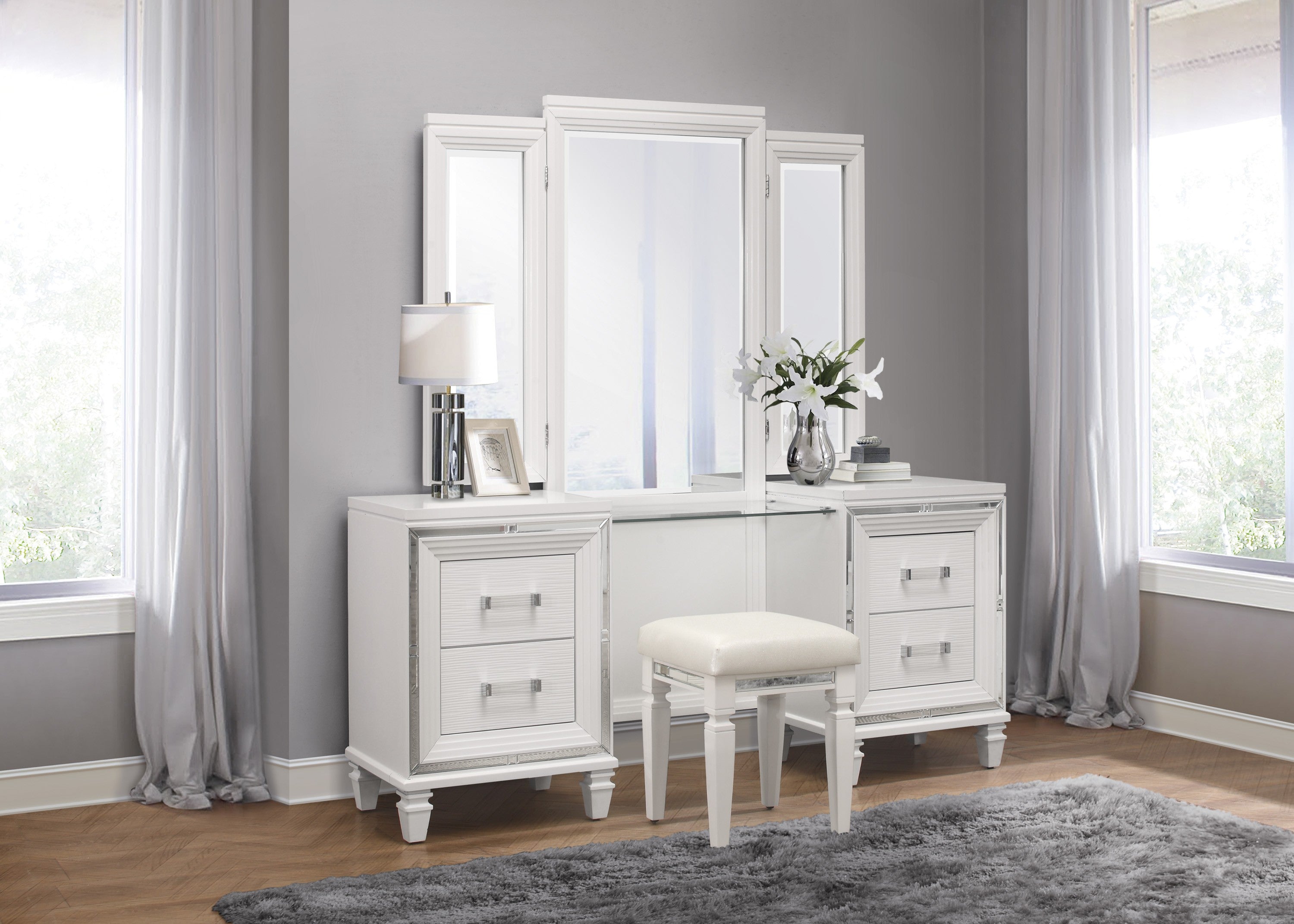 Tamsin White Vanity Stool - 1616W-14 - Bien Home Furniture & Electronics