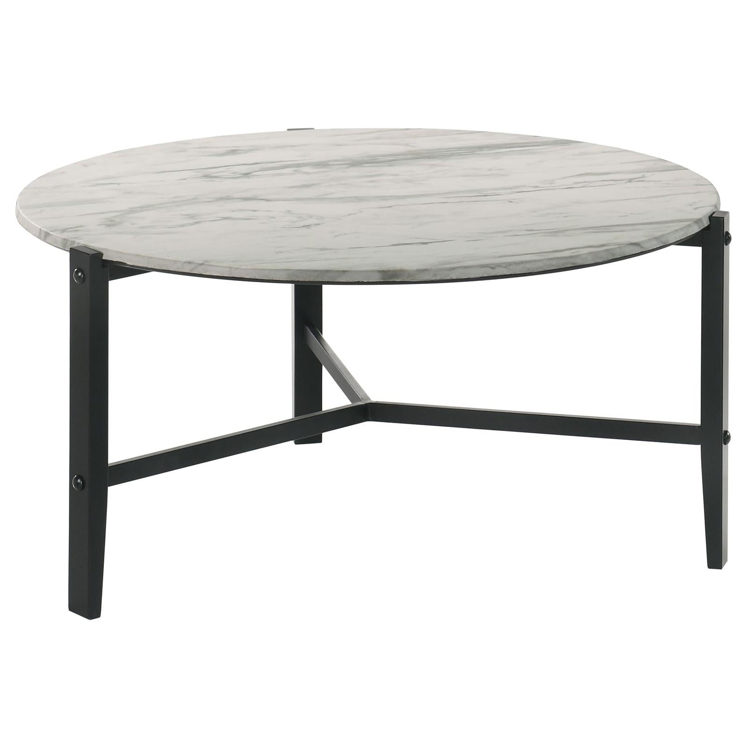 Tandi Faux White Marble/Black Round Coffee Table - 753538 - Bien Home Furniture & Electronics