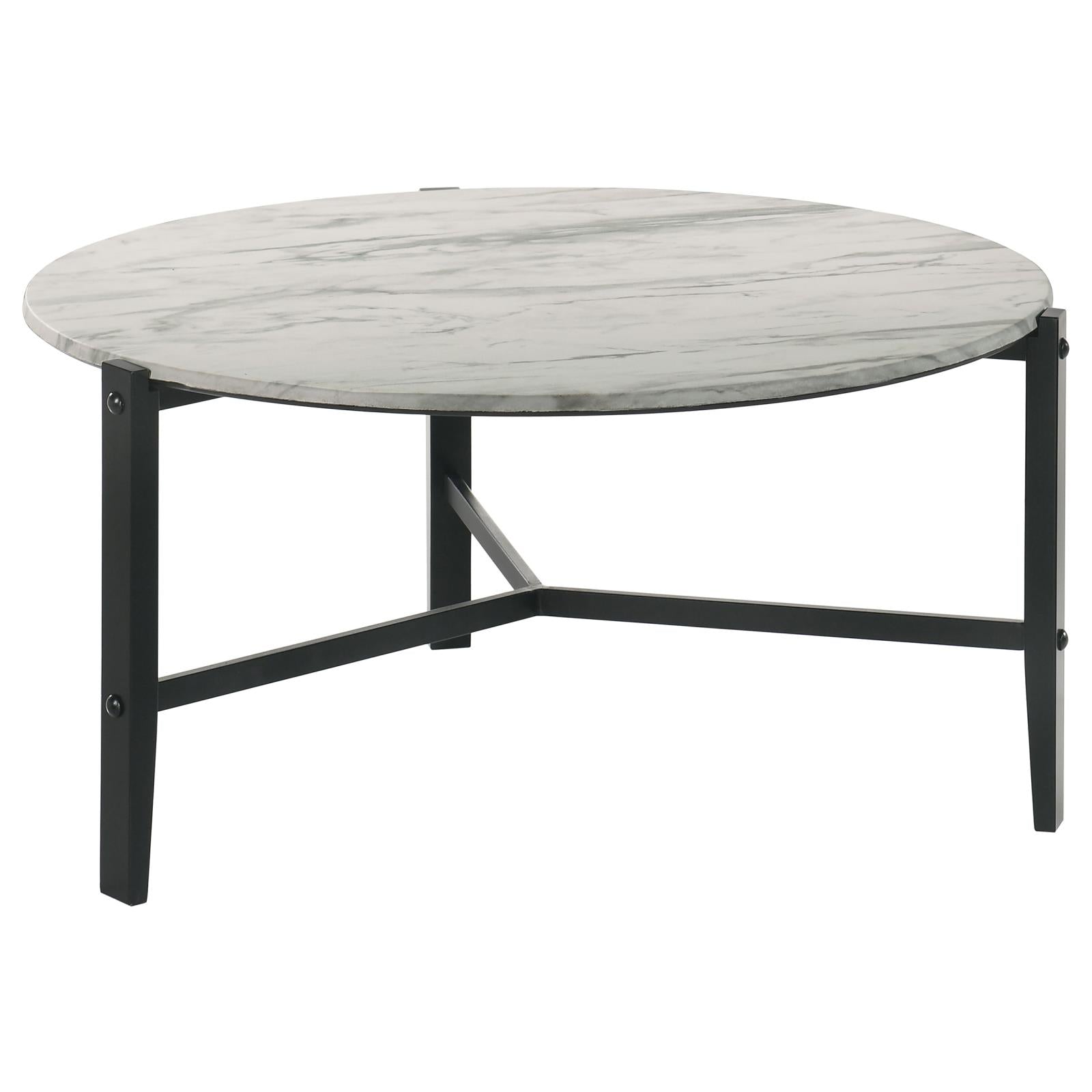 Tandi Faux White Marble/Black Round Coffee Table - 753538 - Bien Home Furniture &amp; Electronics