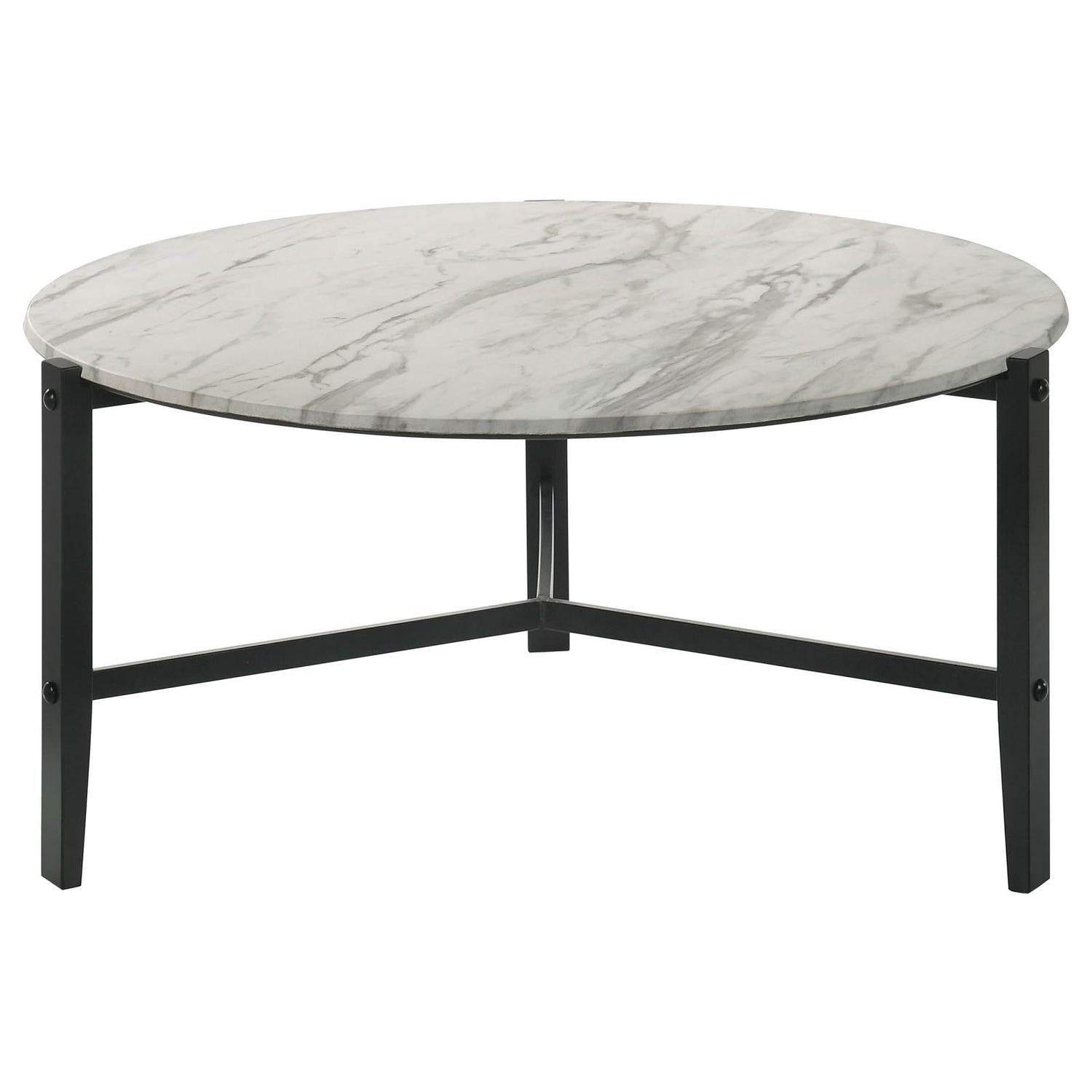 Tandi Faux White Marble/Black Round Coffee Table - 753538 - Bien Home Furniture & Electronics