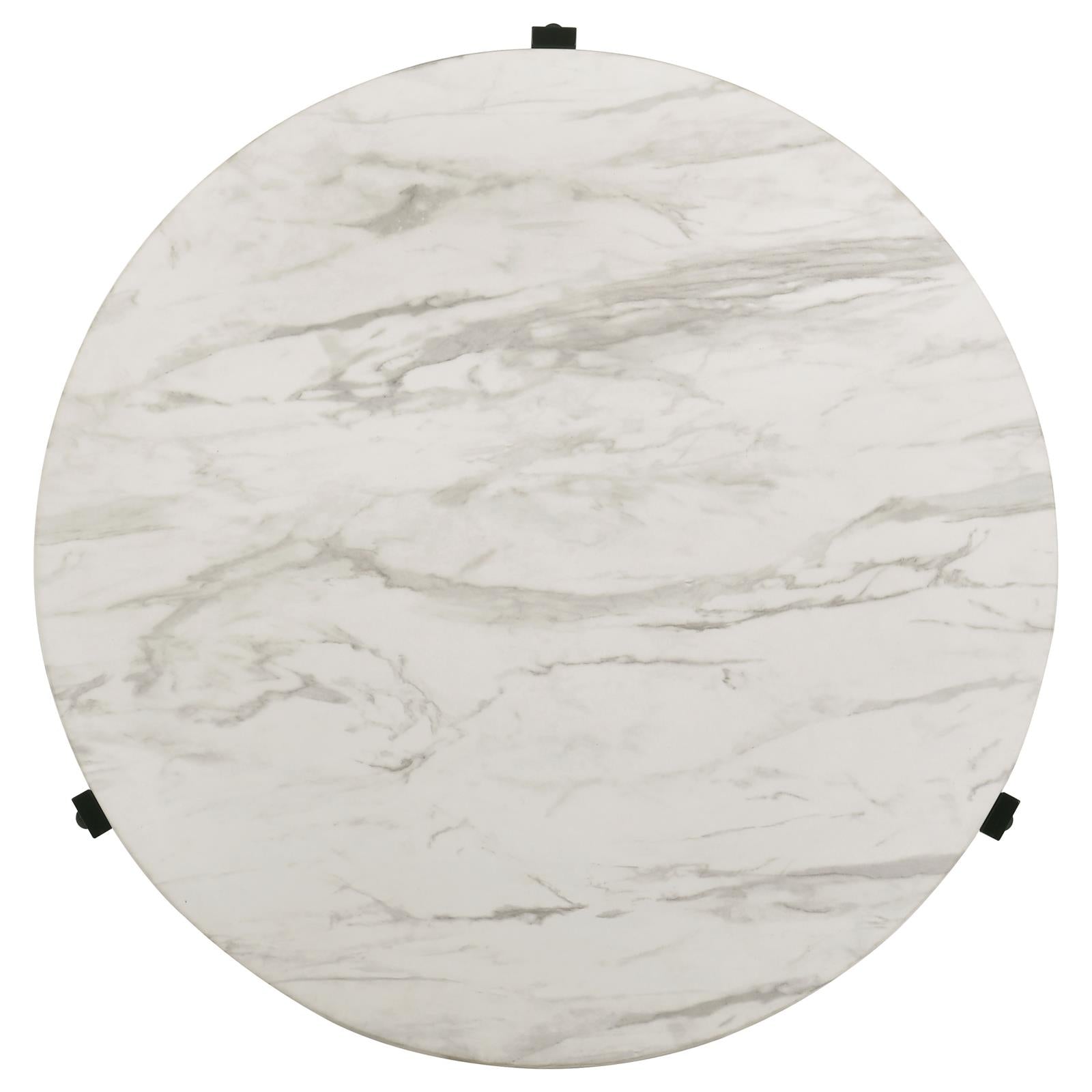 Tandi Faux White Marble/Black Round Coffee Table - 753538 - Bien Home Furniture &amp; Electronics