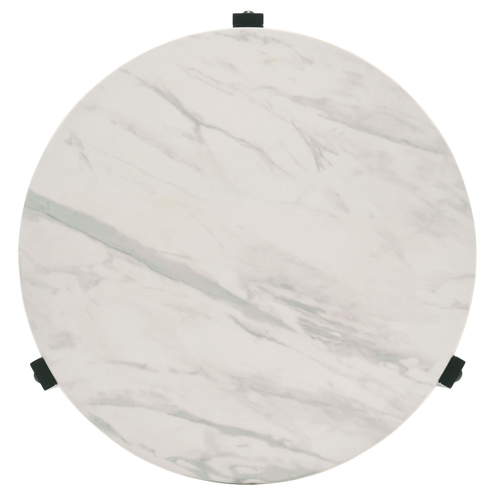 Tandi Round End Table Faux White Marble/Black - 753537 - Bien Home Furniture & Electronics