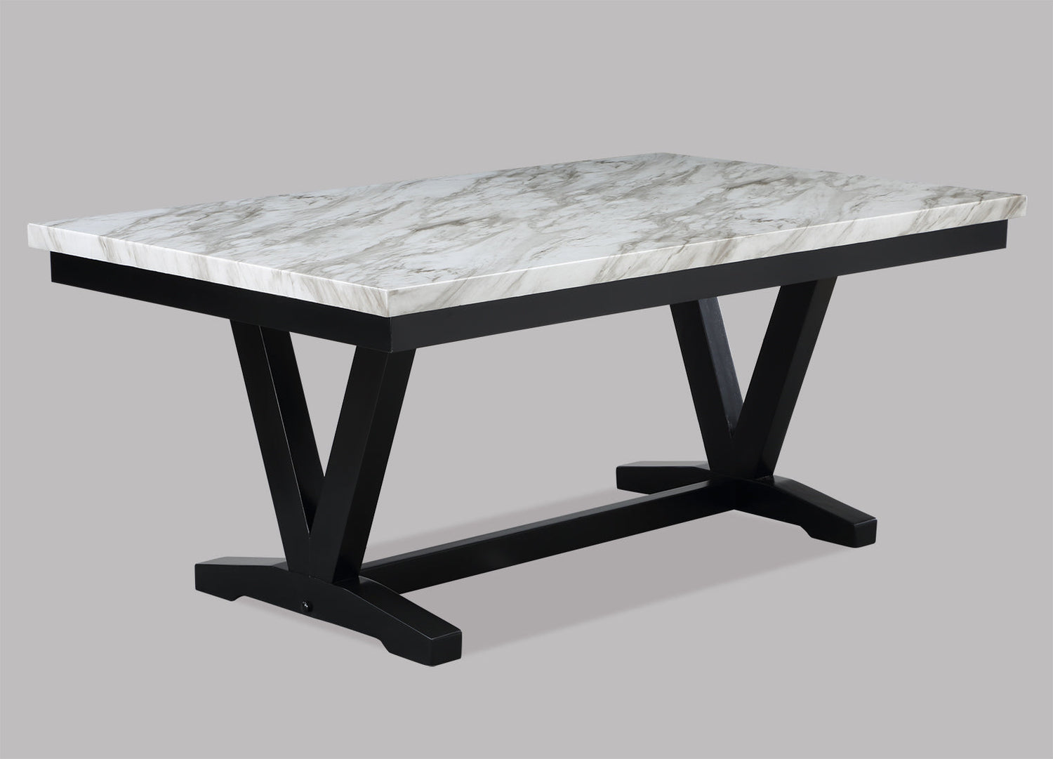 Tanner White/Black Faux Marble Dining Set - SET | 2222T-4272-WH | 2222S(3) - Bien Home Furniture & Electronics