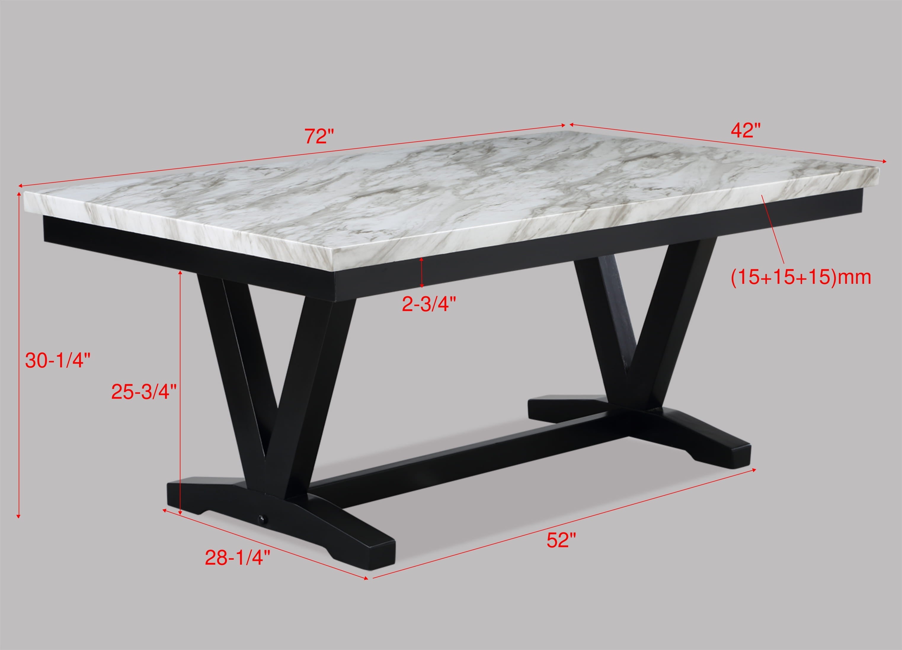 Tanner White/Black Faux Marble Dining Table - 2222T-4272-WH - Bien Home Furniture & Electronics