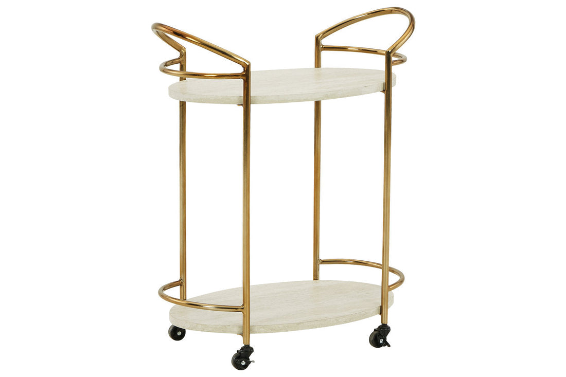Tarica Cream/Gold Finish Bar Cart - A4000502 - Bien Home Furniture &amp; Electronics