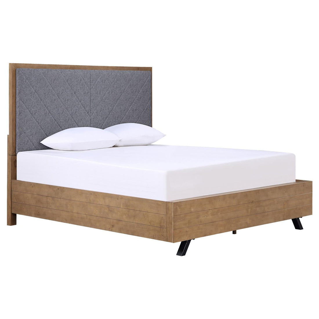 Taylor Light Honey Brown/Gray Upholstered Panel Bedroom Set - SET | 223421Q | 223422 | 223425 - Bien Home Furniture &amp; Electronics