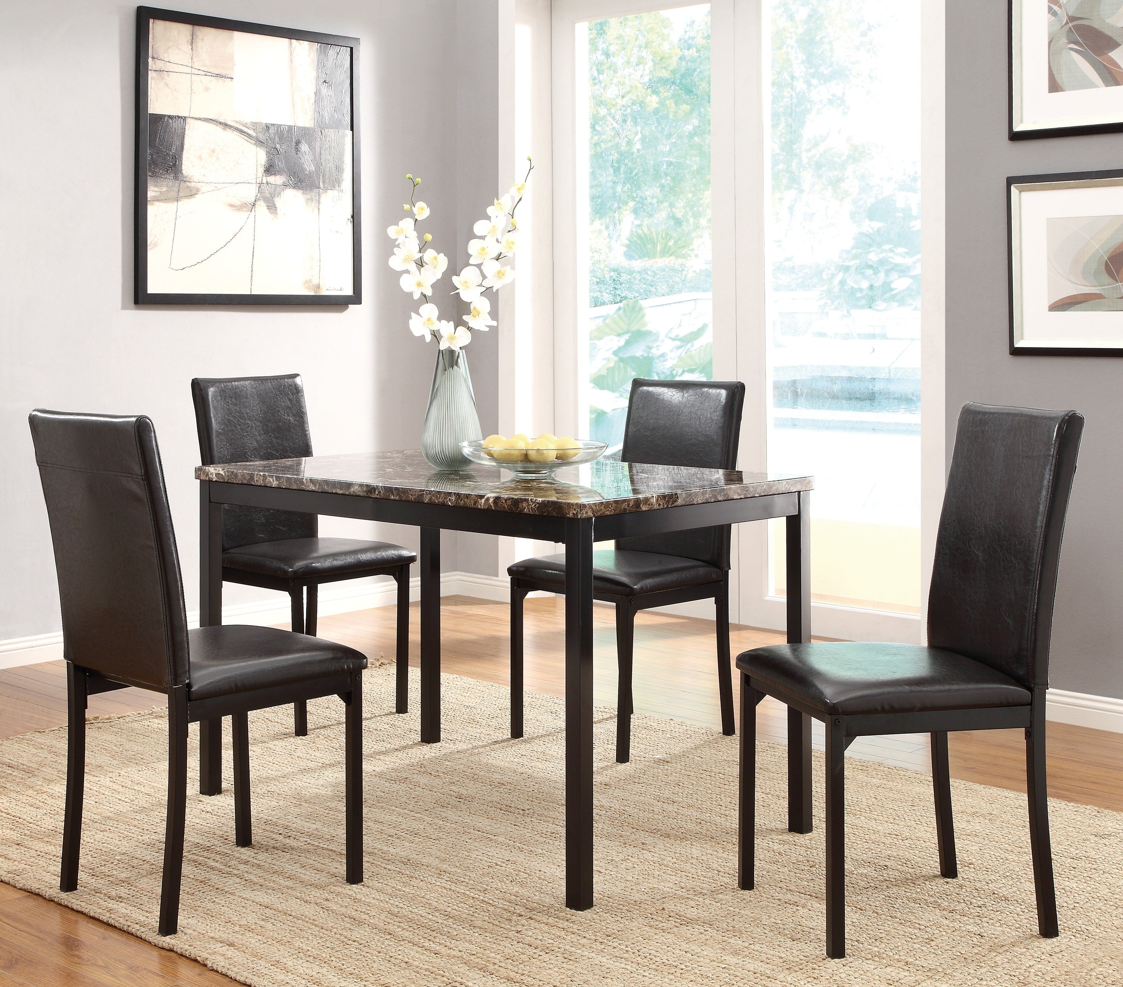 Tempe Brown/Black Marble-Top Dining Table - 2601-48 - Bien Home Furniture & Electronics