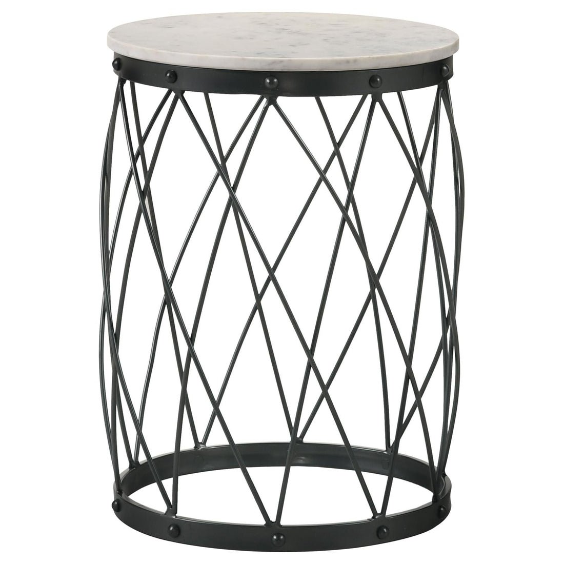 Tereza White/Black Round Accent Table with Marble Top - 936064 - Bien Home Furniture &amp; Electronics