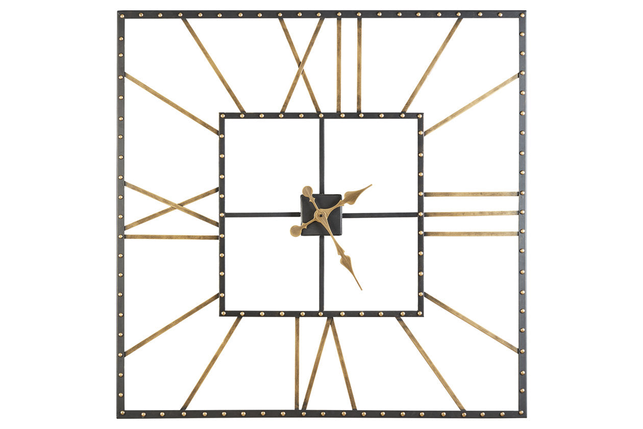 Thames Black/Gold Finish Wall Clock - A8010112 - Bien Home Furniture & Electronics