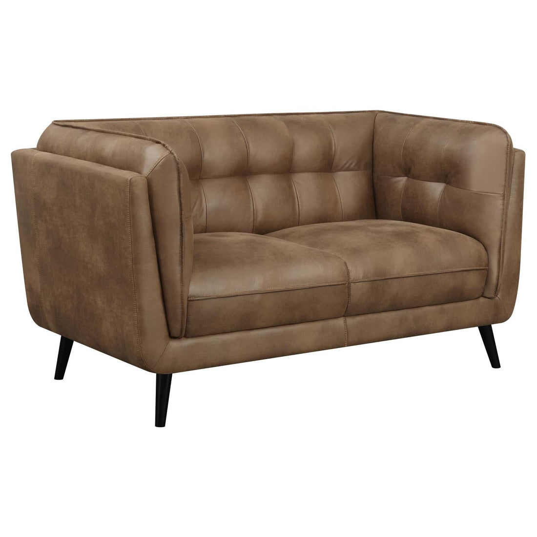 Thatcher Upholstered Button Tufted Loveseat Brown - 509422 - Bien Home Furniture &amp; Electronics