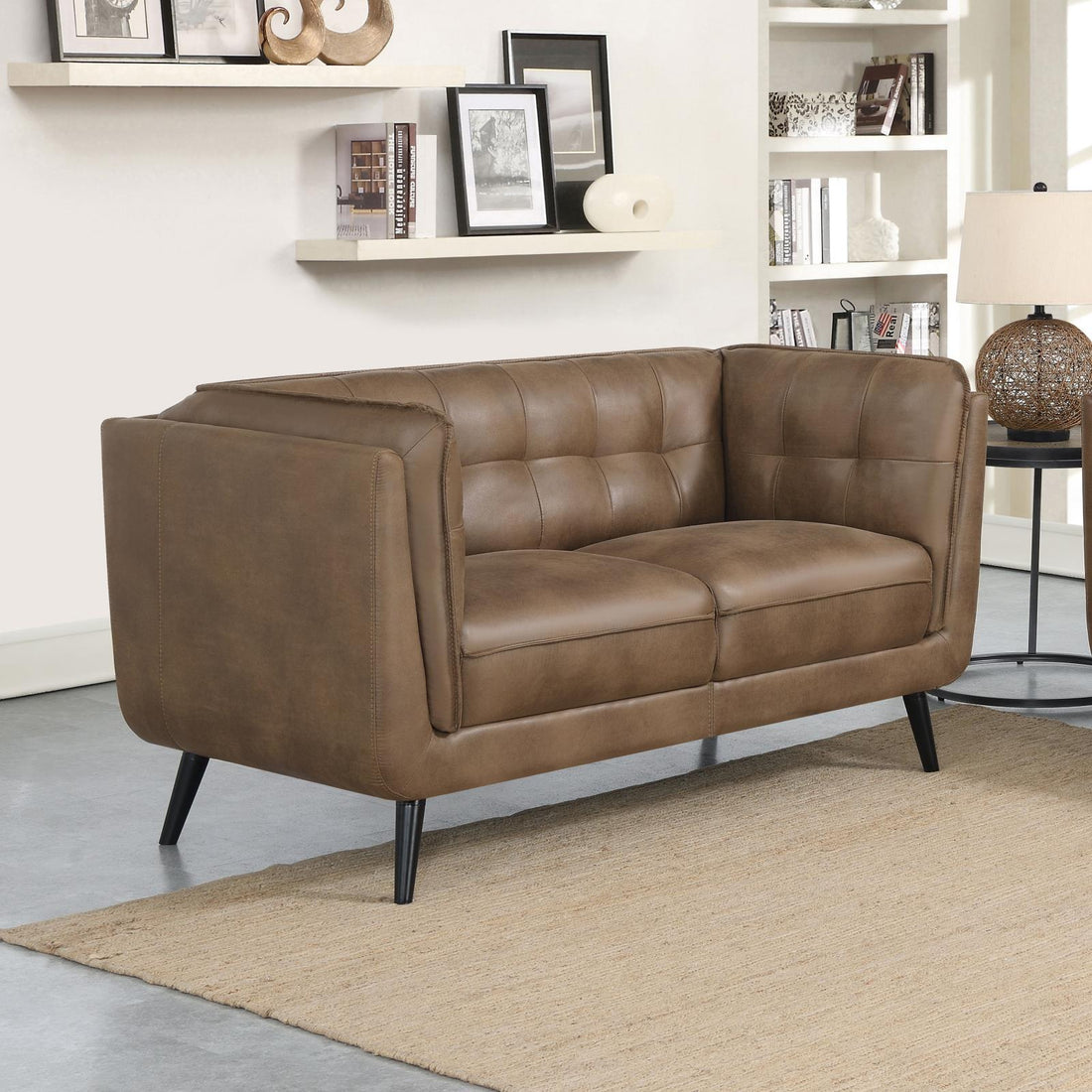 Thatcher Upholstered Button Tufted Loveseat Brown - 509422 - Bien Home Furniture &amp; Electronics