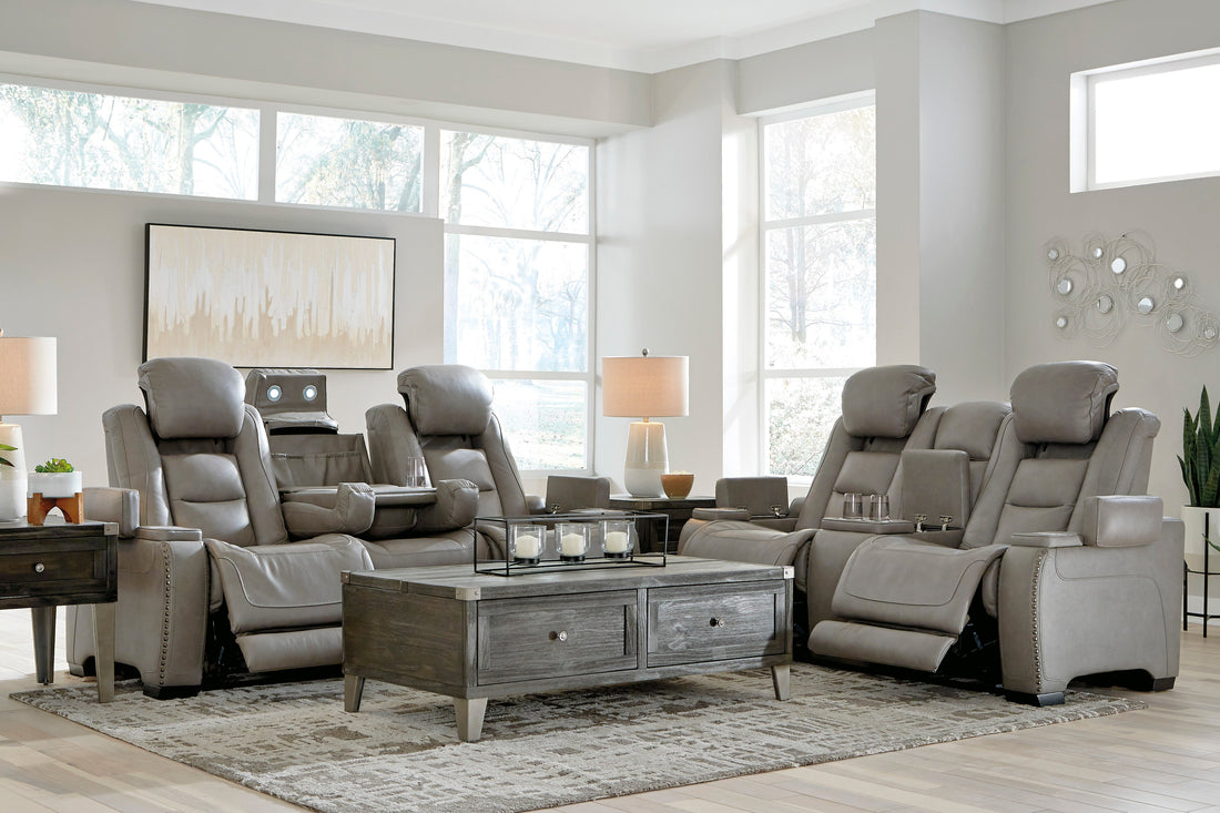 The Man-Den Gray Power Reclining Living Room Set - SET | U8530515 | U8530518 | U8530513 - Bien Home Furniture &amp; Electronics