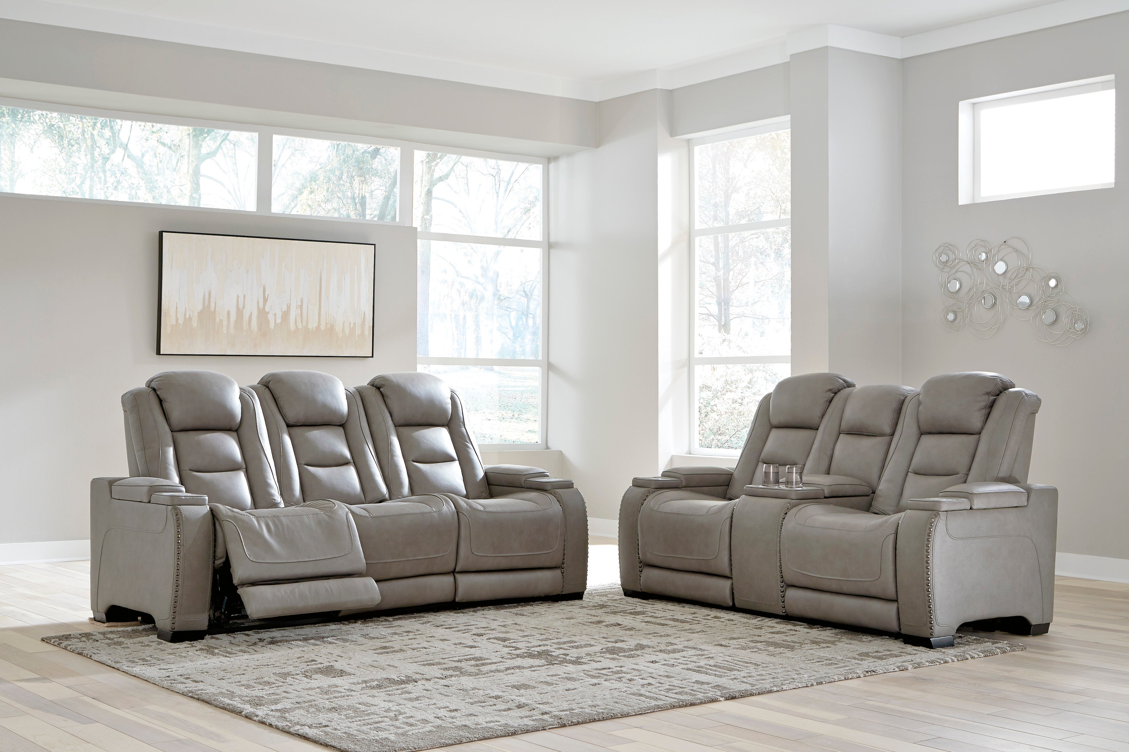 The Man-Den Gray Power Reclining Living Room Set - SET | U8530515 | U8530518 | U8530513 - Bien Home Furniture & Electronics