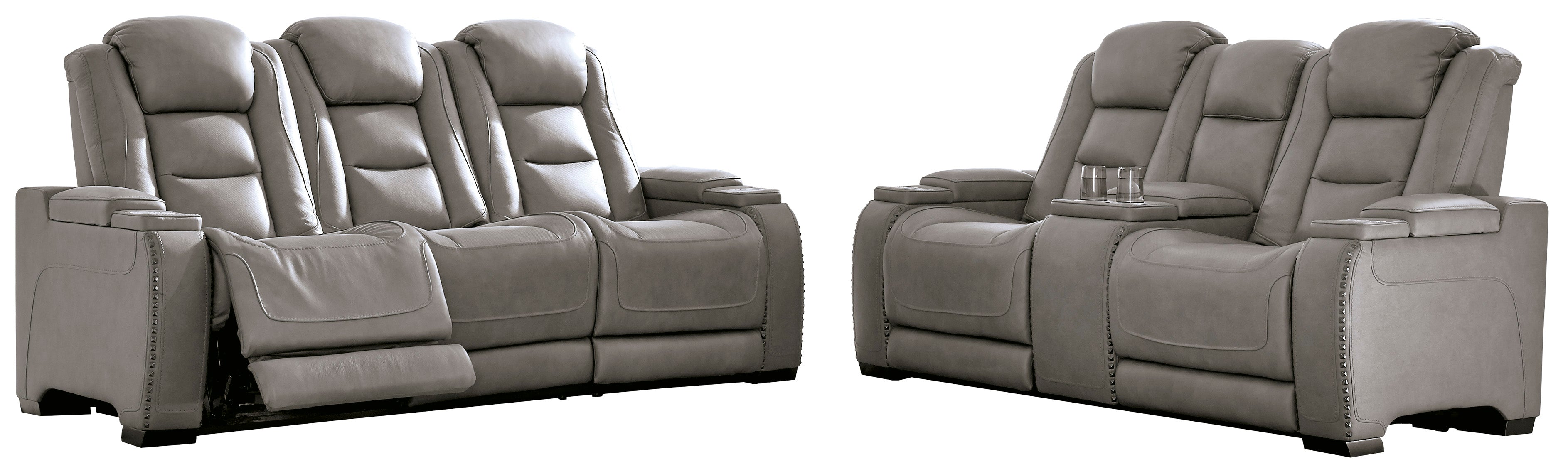 The Man-Den Gray Power Reclining Living Room Set - SET | U8530515 | U8530518 | U8530513 - Bien Home Furniture & Electronics