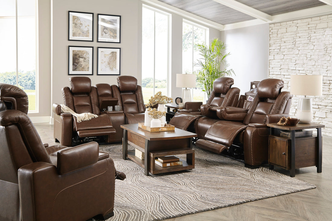 The Man-Den Mahogany Power Reclining Living Room Set - SET | U8530615 | U8530618 | U8530613 - Bien Home Furniture &amp; Electronics