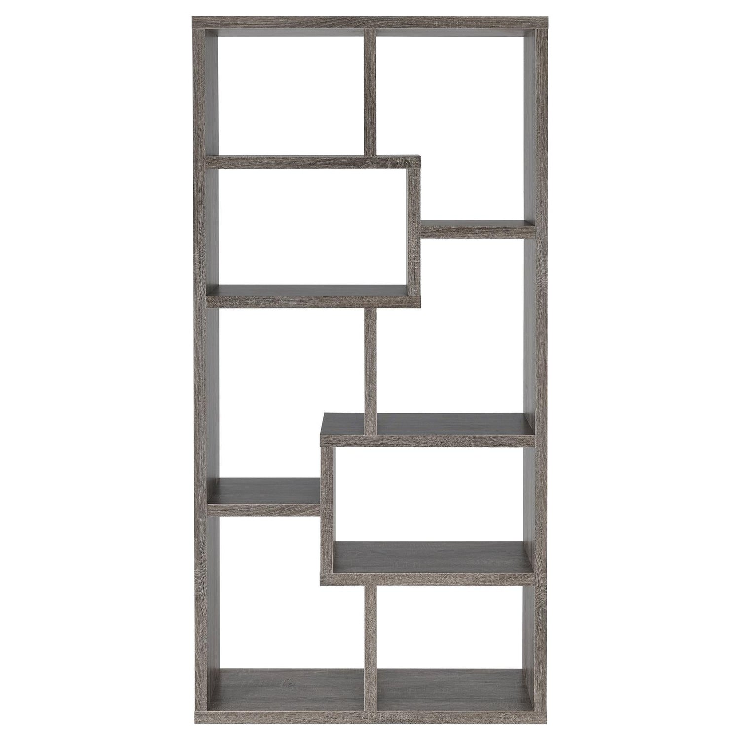 Theo Weathered Gray 10-Shelf Bookcase - 800510 - Bien Home Furniture & Electronics