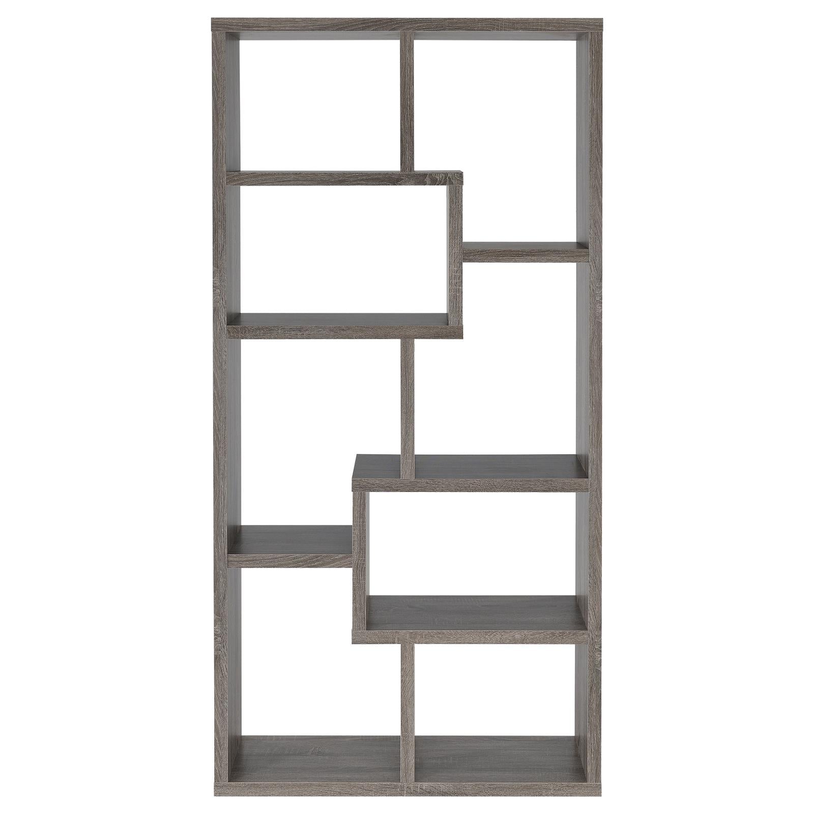Theo Weathered Gray 10-Shelf Bookcase - 800510 - Bien Home Furniture & Electronics