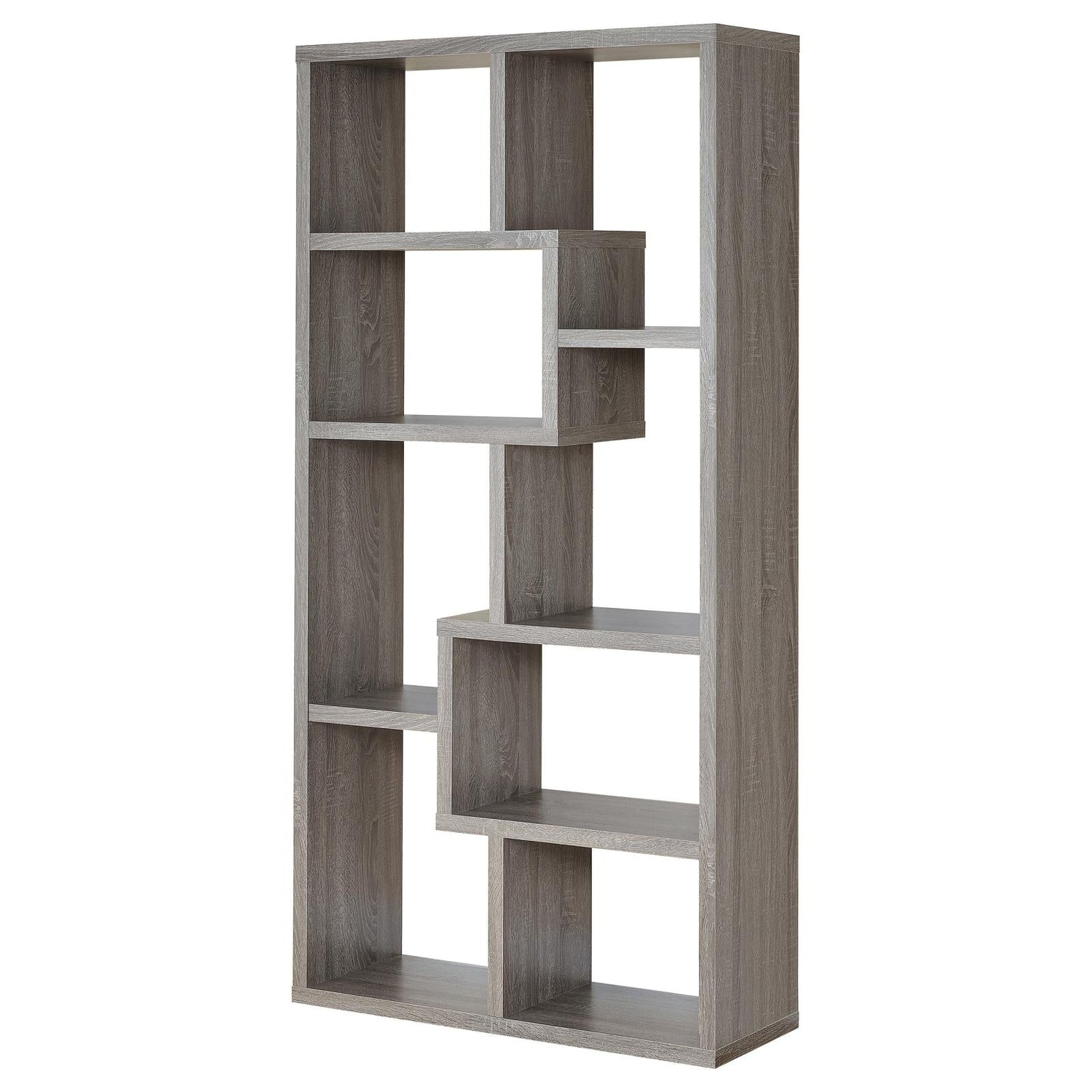 Theo Weathered Gray 10-Shelf Bookcase - 800510 - Bien Home Furniture & Electronics
