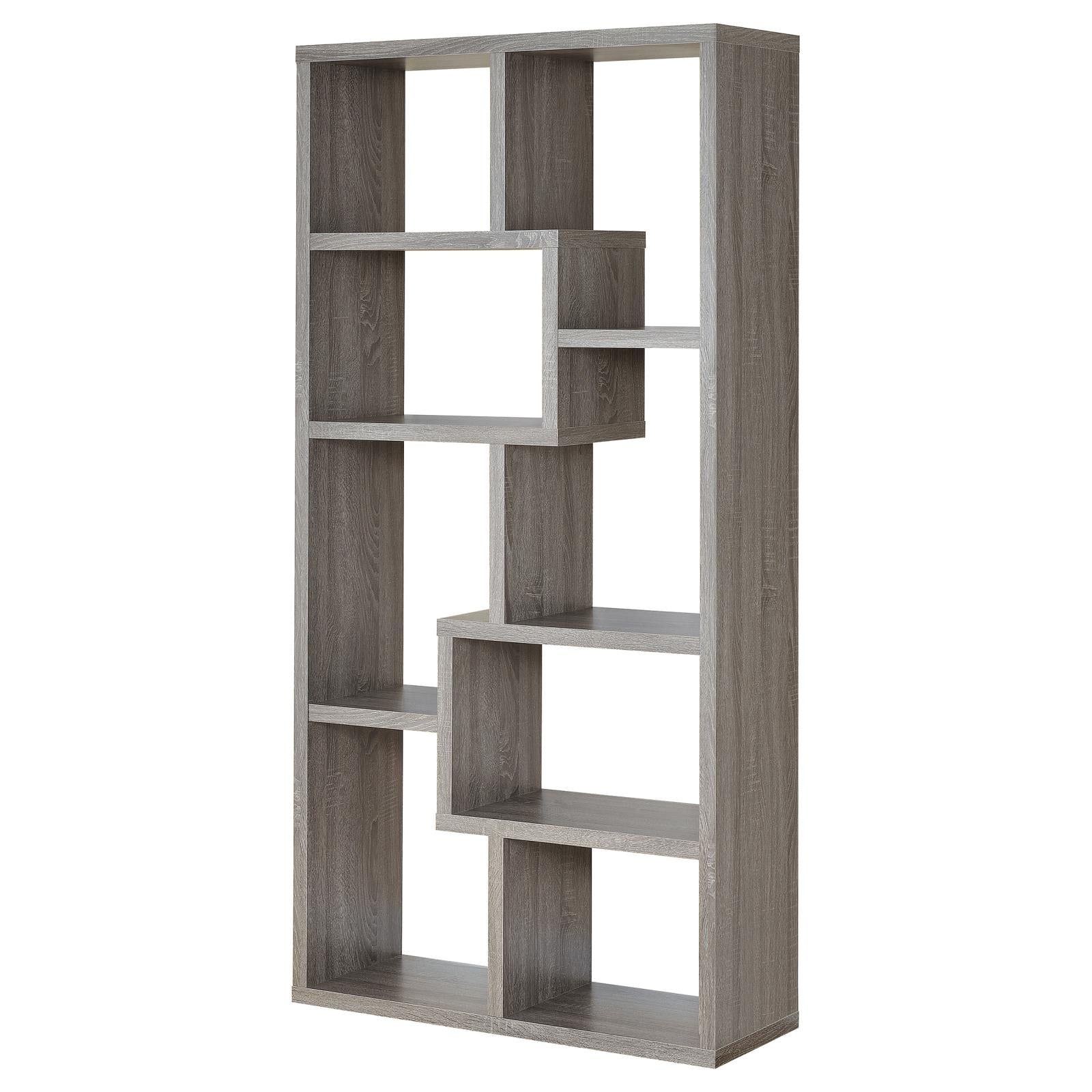 Theo Weathered Gray 10-Shelf Bookcase - 800510 - Bien Home Furniture & Electronics