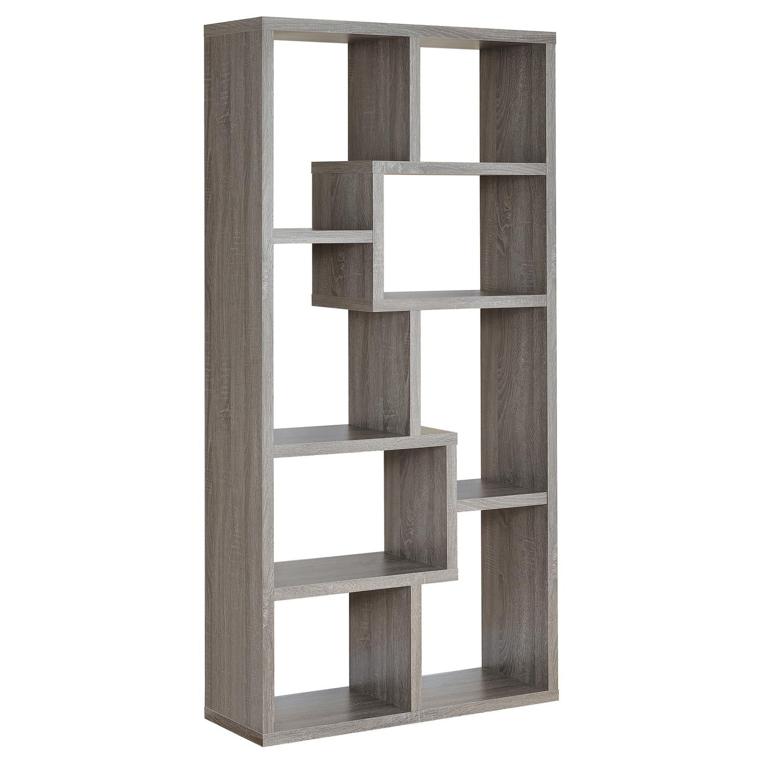Theo Weathered Gray 10-Shelf Bookcase - 800510 - Bien Home Furniture & Electronics