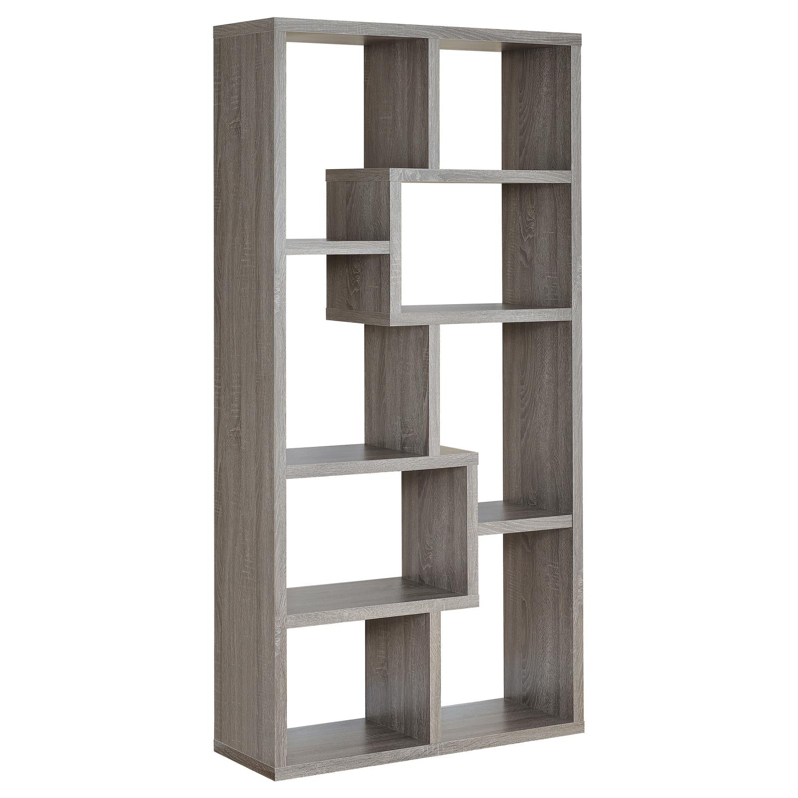 Theo Weathered Gray 10-Shelf Bookcase - 800510 - Bien Home Furniture & Electronics