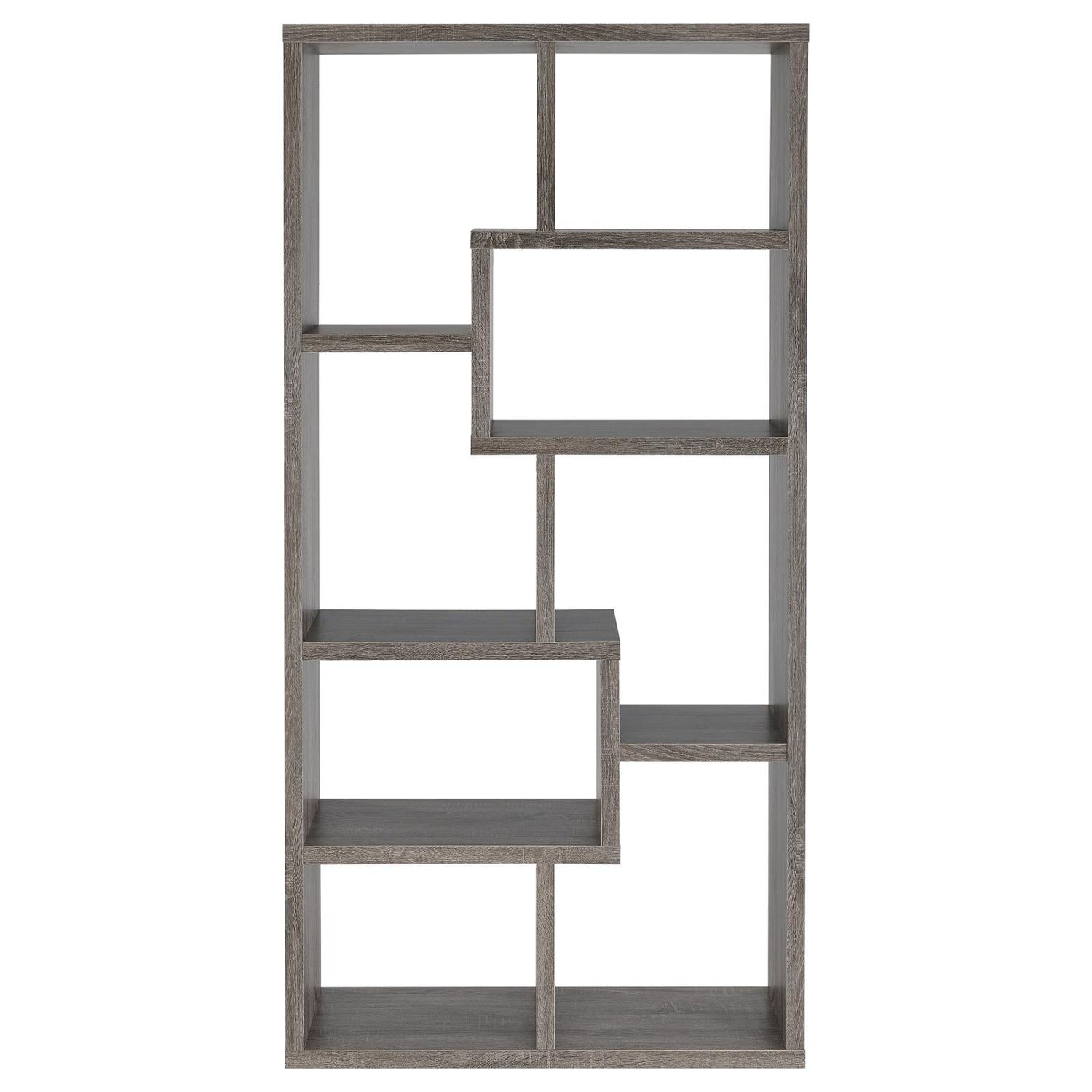 Theo Weathered Gray 10-Shelf Bookcase - 800510 - Bien Home Furniture & Electronics