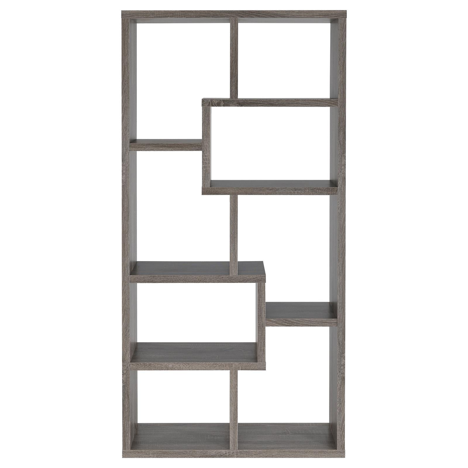 Theo Weathered Gray 10-Shelf Bookcase - 800510 - Bien Home Furniture & Electronics