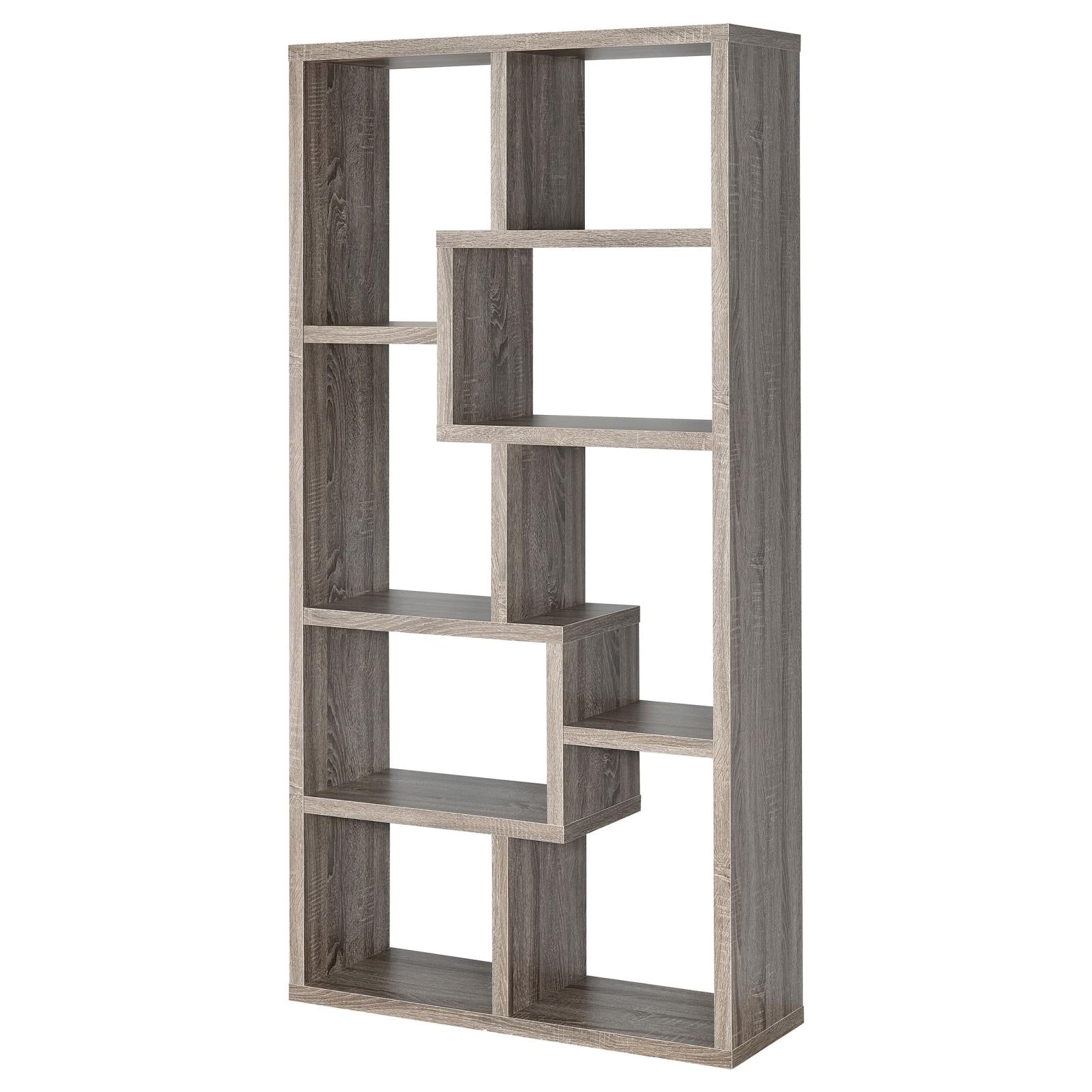 Theo Weathered Gray 10-Shelf Bookcase - 800510 - Bien Home Furniture & Electronics