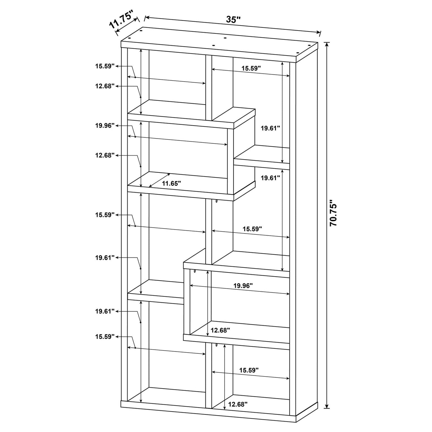 Theo White 10-Shelf Bookcase - 800136 - Bien Home Furniture &amp; Electronics