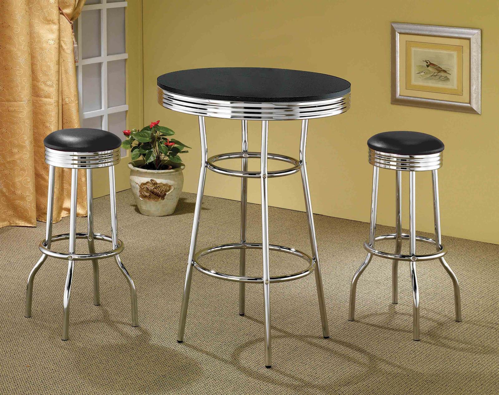 Theodore Black/Chrome Round Bar Table - 2405 - Bien Home Furniture & Electronics