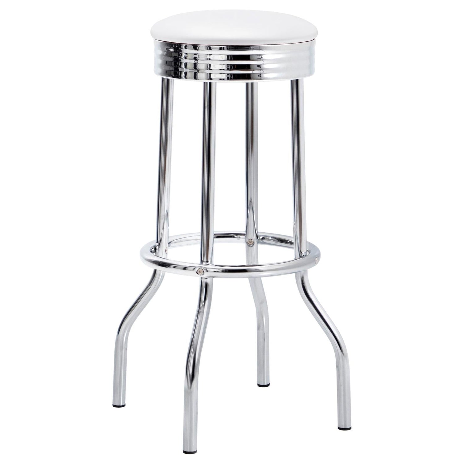 Theodore White/Chrome Upholstered Top Bar Stools, Set of 2 - 2299W - Bien Home Furniture & Electronics