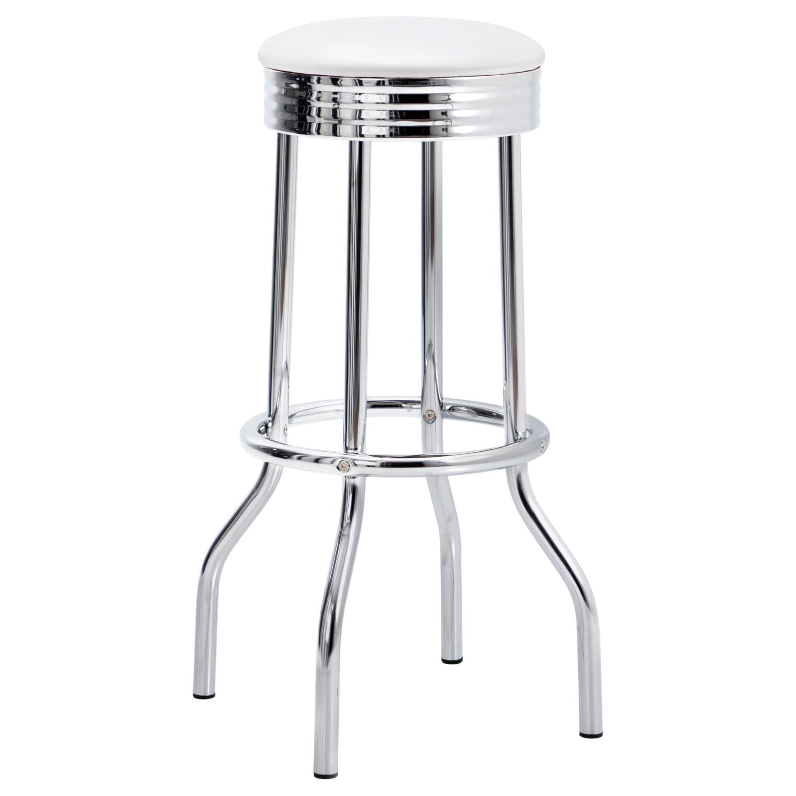 Theodore White/Chrome Upholstered Top Bar Stools, Set of 2 - 2299W - Bien Home Furniture & Electronics