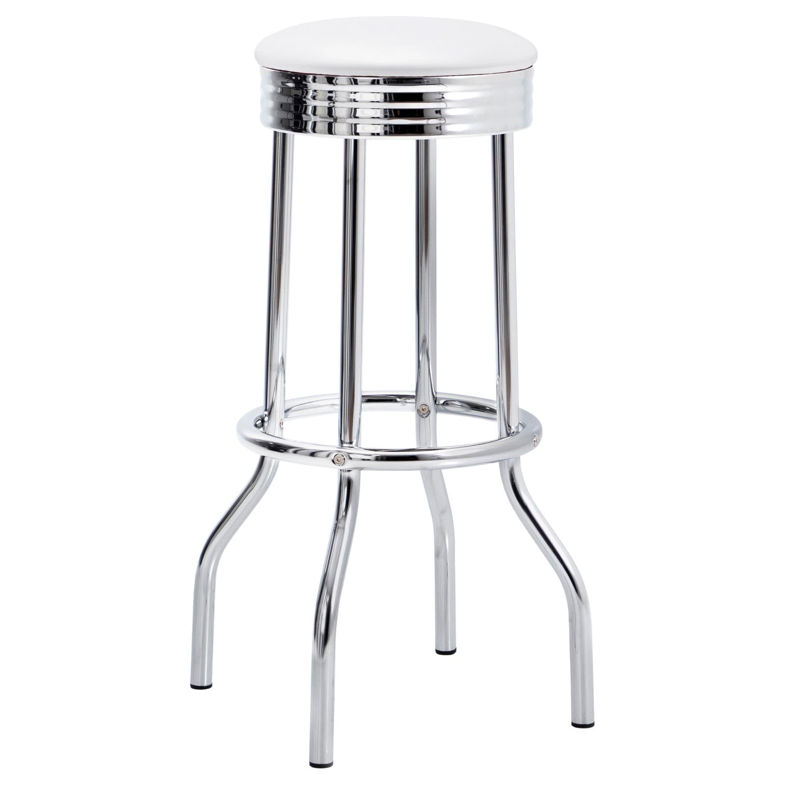 Theodore White/Chrome Upholstered Top Bar Stools, Set of 2 - 2299W - Bien Home Furniture &amp; Electronics