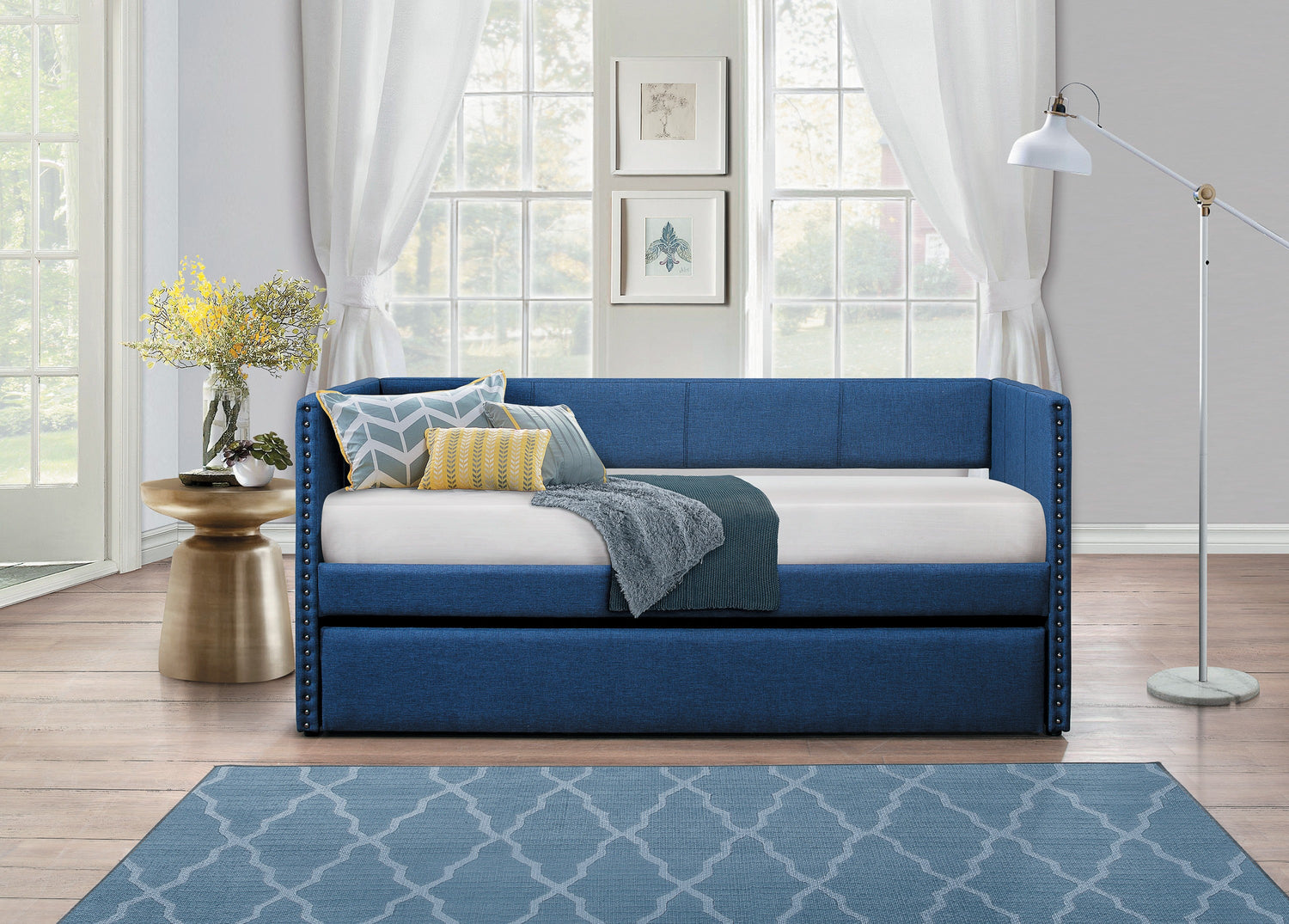 Therese Blue Daybed with Trundle - SET | 4969BU-A | 4969BU-B - Bien Home Furniture &amp; Electronics