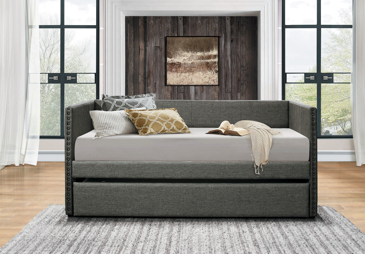 Therese Gray Daybed with Trundle - SET | 4969GY-A | 4969GY-B - Bien Home Furniture & Electronics